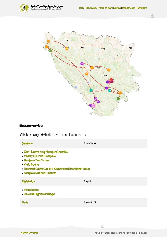 example page 4 from our offline Travel Guide for Bosnia and Herzegovina